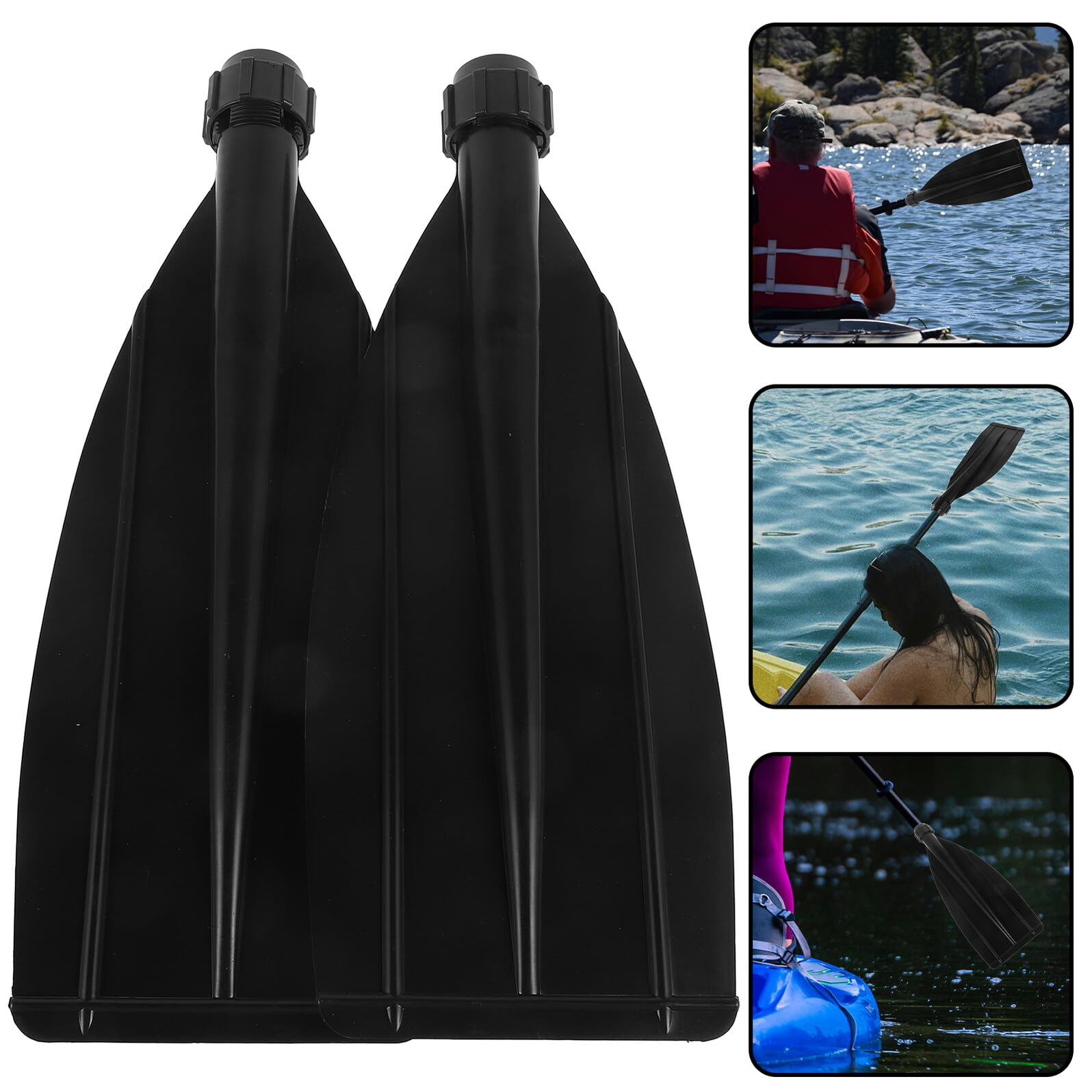 Healeved 2 Stück Bootsruderblätter Ersatz für Kajak Kanu Schlauchboot Robustes Paddelblatt aus Verstärktem Material Schwarz Kompakt und Platzsparend für Outdoor Wassersport