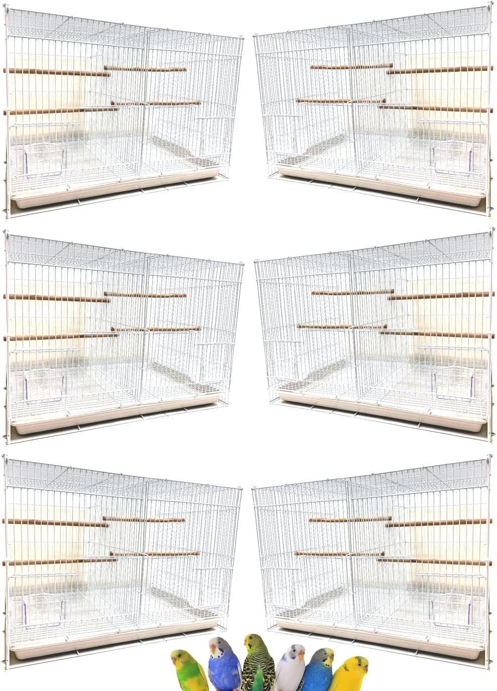 Lot of 6 Aviary Breeding Bird Finch Parakeet Finch Flight Cage with Divider 24 x 16 x 16 White