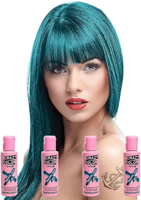 Crazy Colour Peacock Blue Semi-Permanent Hair Dye 4 Pack (4 x Blue)