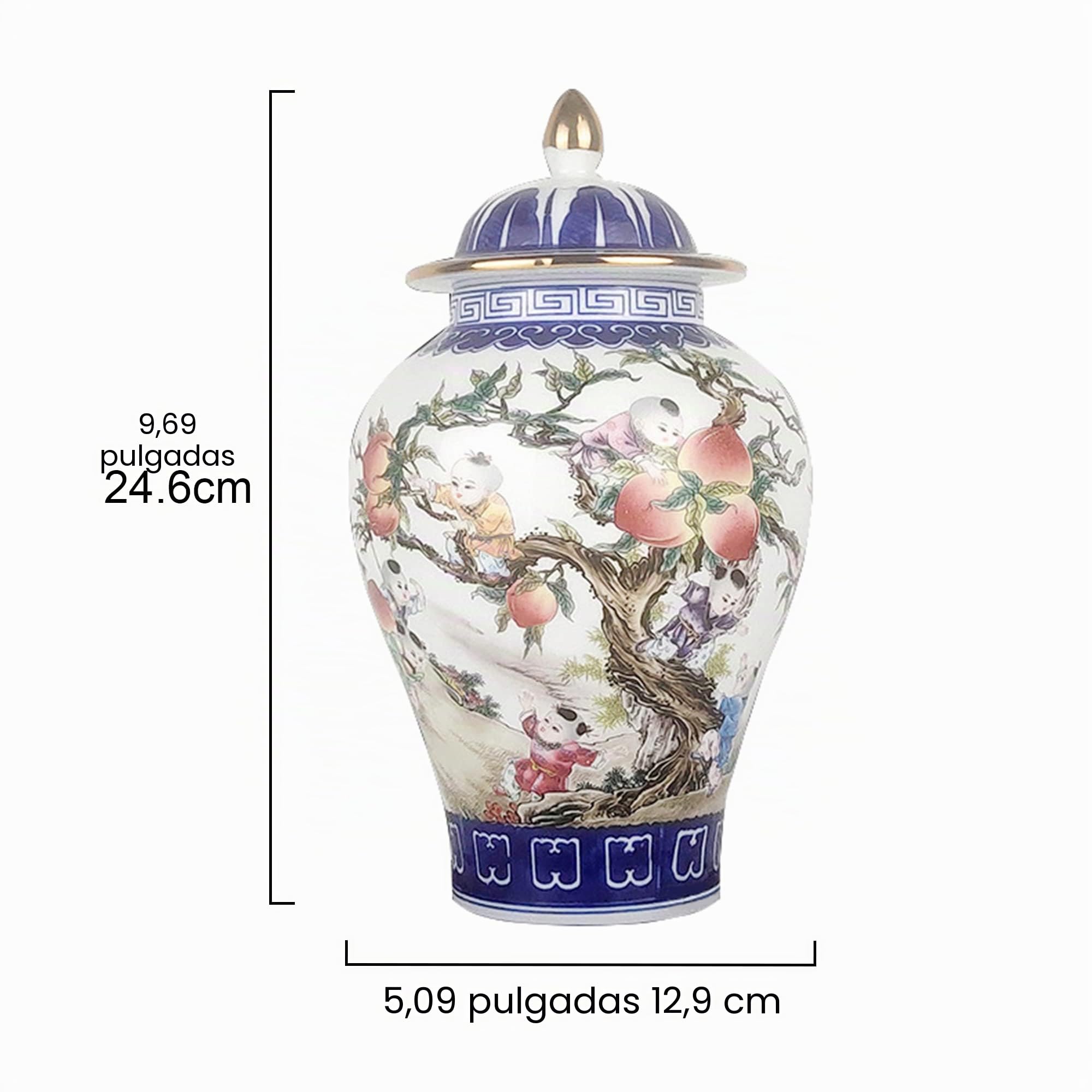 fanquare Jingdezhen - Jarrón rústico de cerámica para Flores de Jengibre Pastel, Altura 25 cm