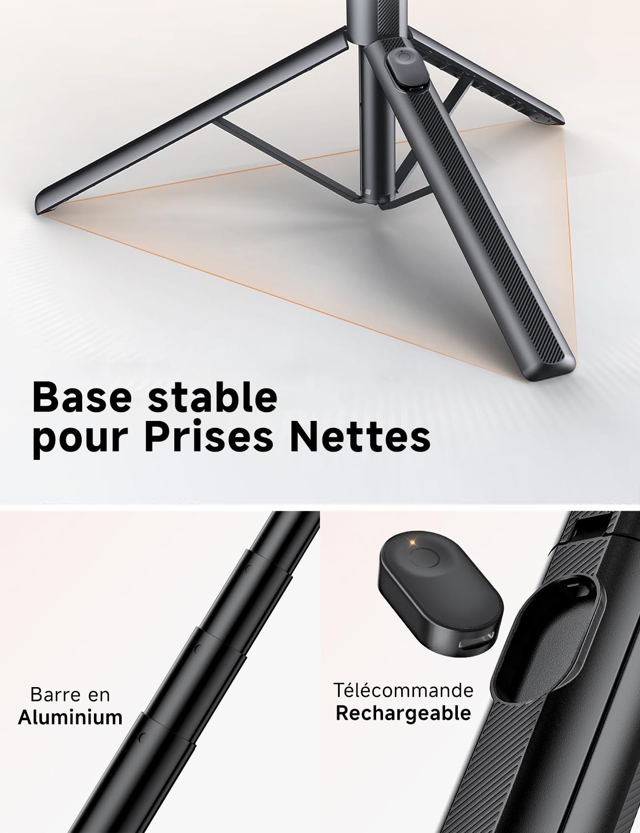 ANXRE 180 cm Magnétique Trepied Smartphone,Perche a Selfie,Kits Photo Vidéo