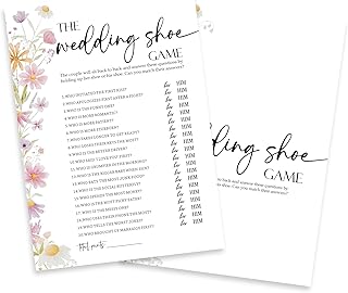 Wedding Game Cards - The Wedding Shoe - 30 Watercolor Floral Wedding Game Cards, Bridal Shower Games Engagement Party Games, Wedding Shower Party Favors and Decorations - A05