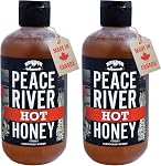 Peace River Hot Honey | Chaleur moyenne , Fabriqué au Canada , Certifié Kosher , Chili Infused Spicy Honey | Source durable : Drizzle Over Pizza, Wings & Plus d'informations Bouteille facile à presser 375g