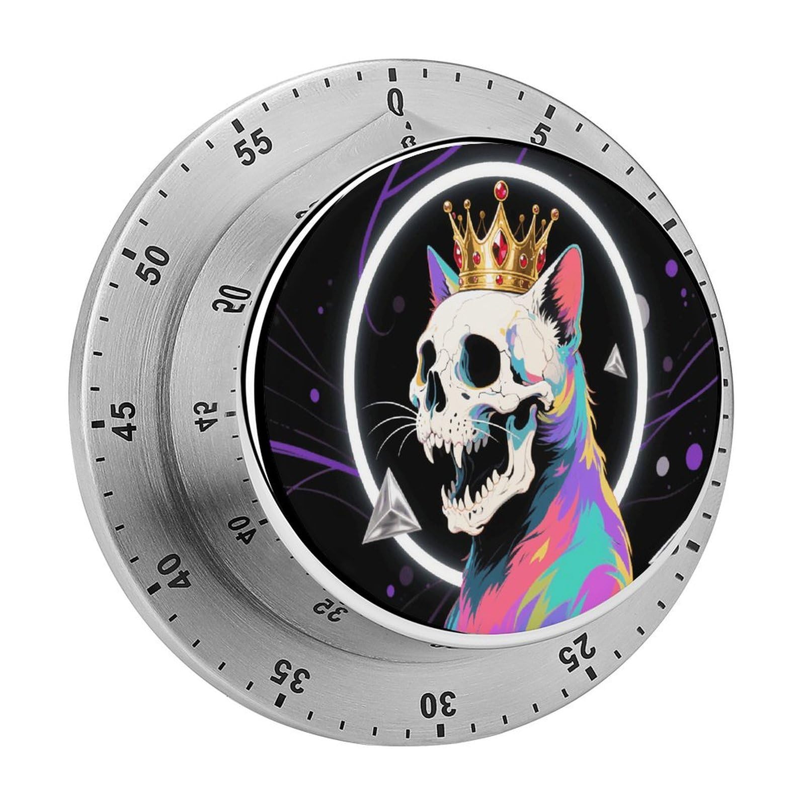Cat Skulls Timers Kitchen Chef Cooking Timers Portable Countdown Alarm Loud Countdown Clock Waterproof Stainless Steel Timer Compact 60-Minute Mechanical Timer Daily Use