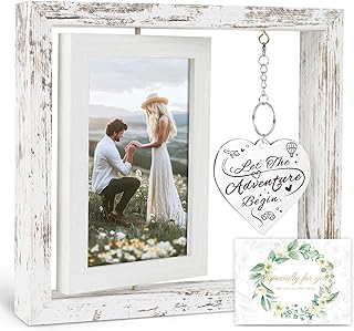 Engagement Gifts for Couples Newly Engaged, Let the Adventure Begin Rotating Floating Picture Frame 4x6, Wedding Bridal Showers Gifts for Newlyweds Women Her Him Best Friends Unique 2025