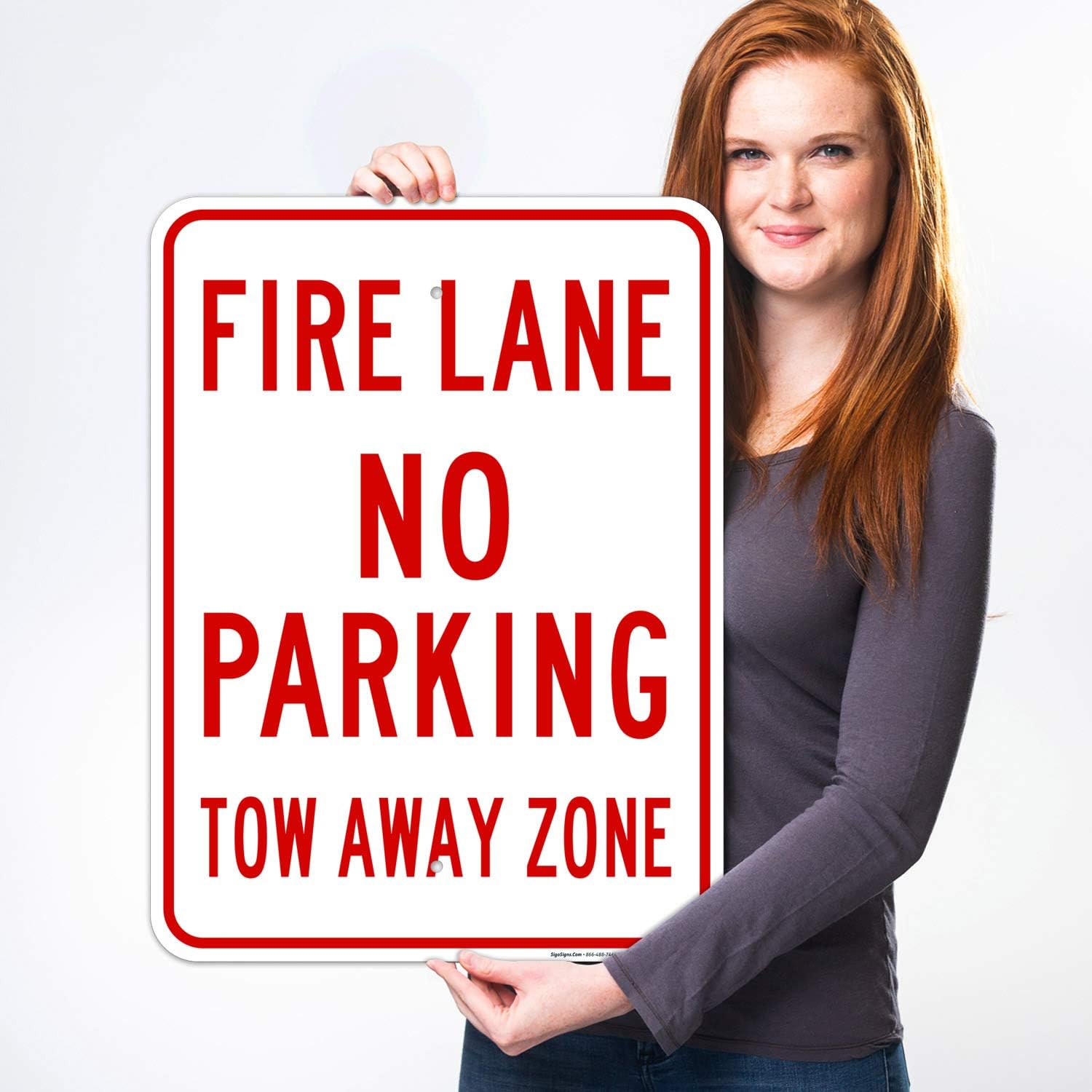 Fire Lane No Parking Tow Away Zone Sign, 18x24 Inches, Rust Free .063 Aluminum, Fade Resistant, Easy Mounting, Indoor/Outdoor Use, Made in USA