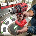 DIYtoolifz Ensemble de pilotes sans fil pour perceuse et impact compatible avec Milwaukee 18V Batterie (outil de base), Kit de combo d'outil sans brosse avec Bits, Compact & Perceuse de conducteur portable pour la maison DIY, Travail du bois
