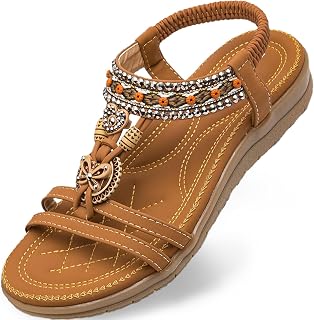 Womens Sandals Arch Support Comfortable Bohemian Dressy Summer Flat Sandals