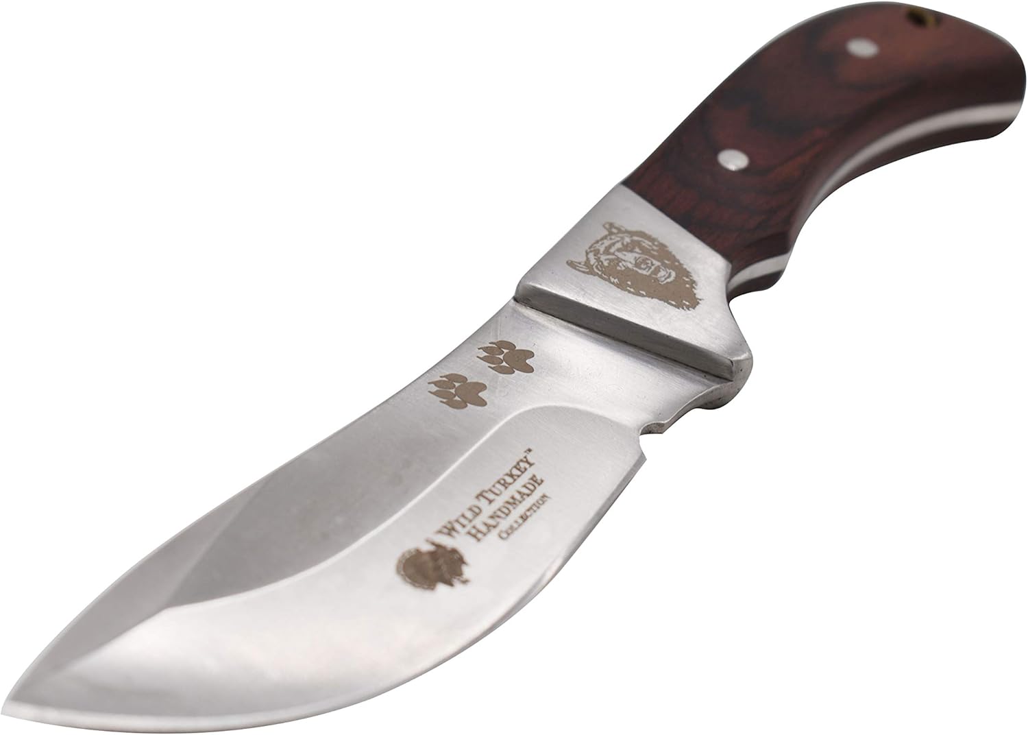 8- Inches Bear Graphics Fixed Blade Hunting Outdoor Knife Wooden Handle