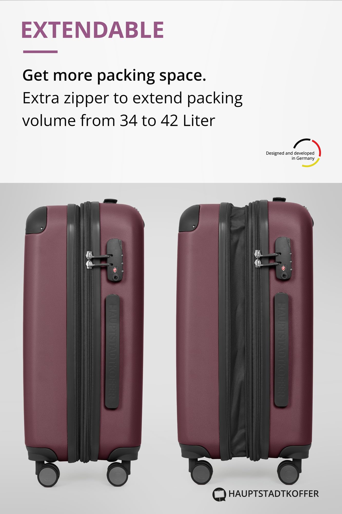 HAUPTSTADTKOFFER - Spree - Maleta rígida, Trolley expandible, Equipaje de Viaje, 4 Ruedas Dobles, TSA, 65 cm, 74 litros, Champán — view 477