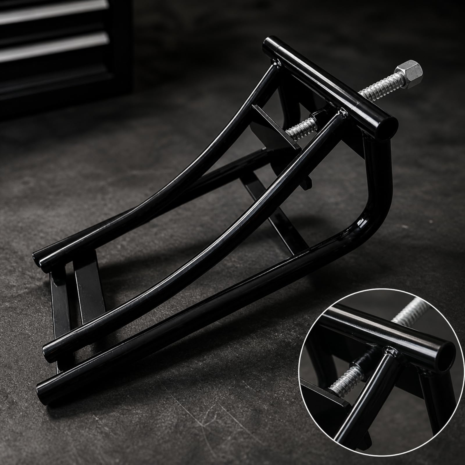 F Fityle Elevador Ruedas Eje Pasante Ajustable Herramienta Elevación Ruedas Metal Negro Resistente para Mecánicos, Talleres
