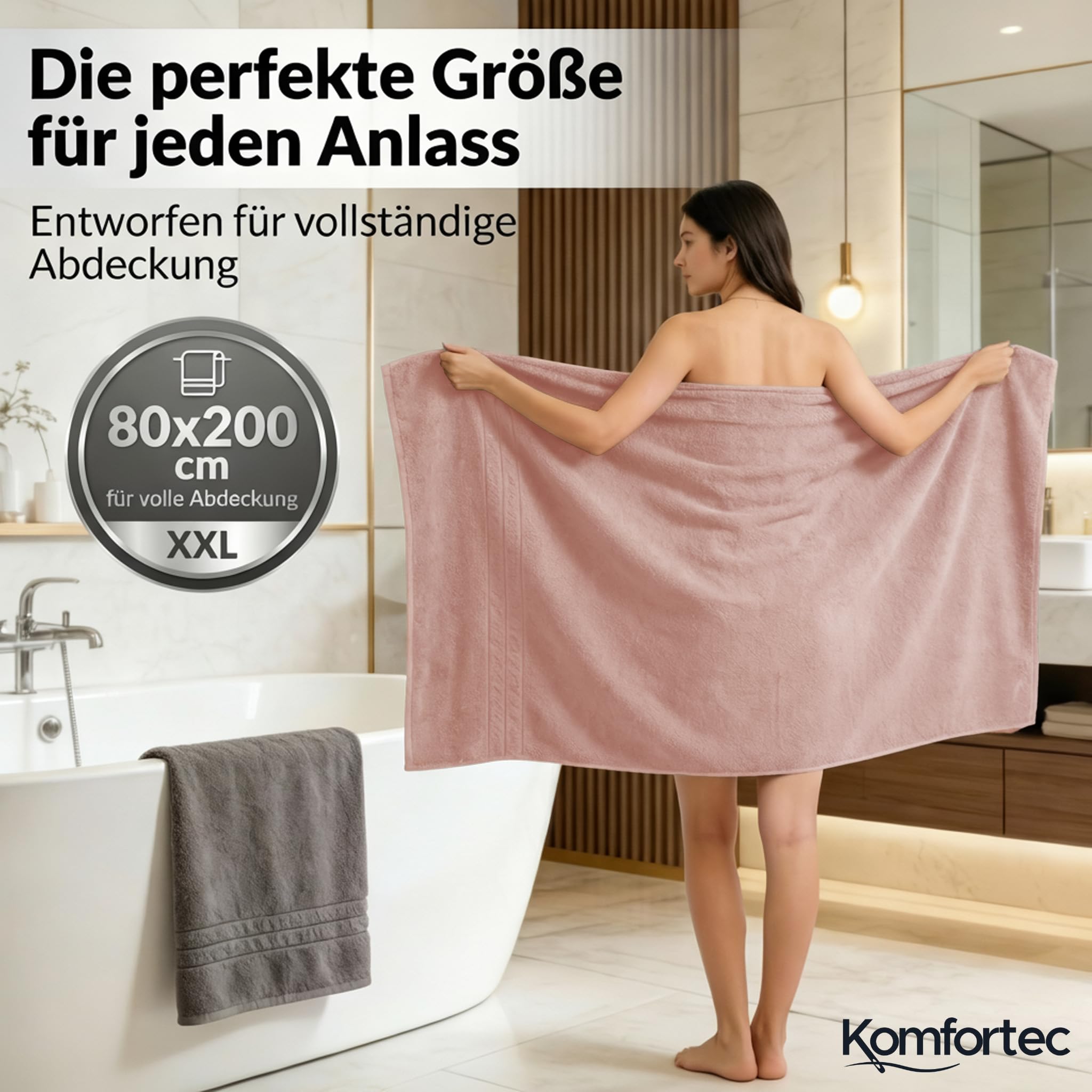 Komfortec 2er Saunahandtuch Set 80x200 cm – Bild 2