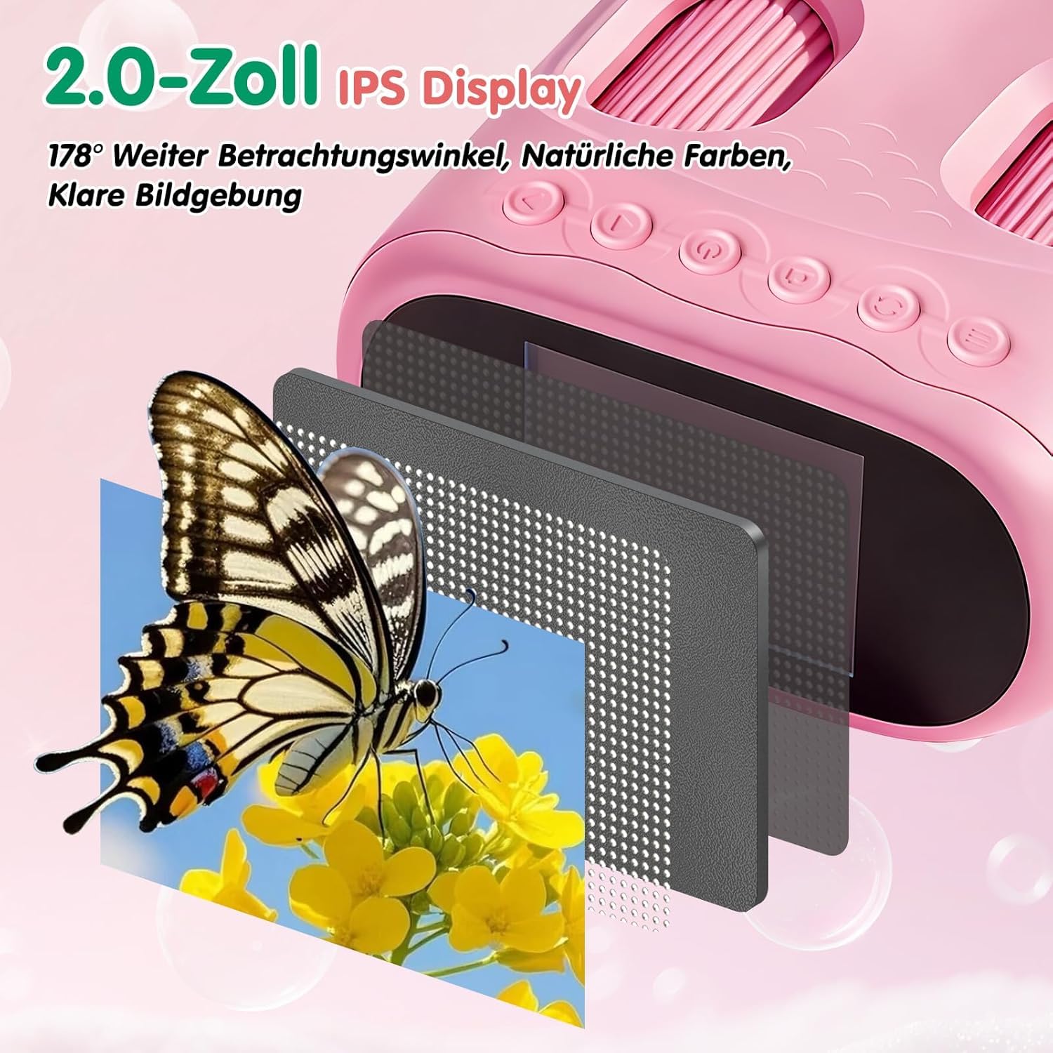 2-in-1 Digitales Mikroskop für Kinder und Teleskop, Tragbares Taschenmikroskop mit 32GB Speicherkarte, 1000X Handy Kindermikroskop mit 2.0" IPS Bildschirm & 8 LED Licht, Geschenk ab 3 Jahren