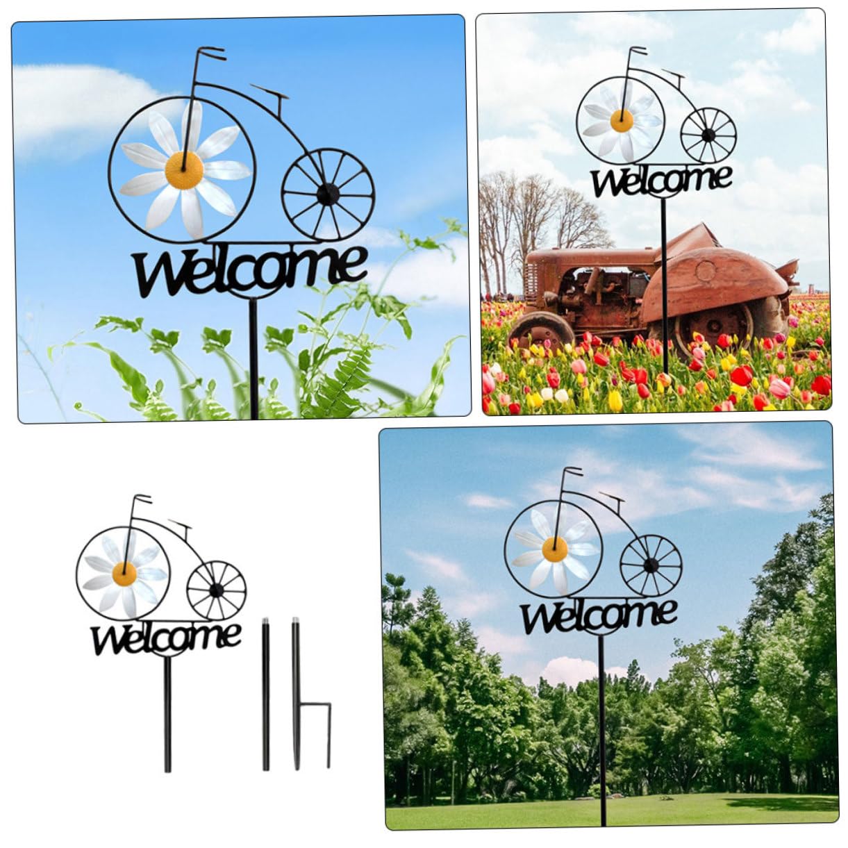 Mipcase Piquet de Jardin en Fer Motif Vélo, Décoration Délicate pour Pelouse et Jardin, Facile à Utiliser, pour Cour Arrière