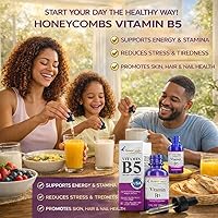 Vista 6 de HoneyCombs Vitamina B5 - Gotas líquidas de ácido pantoténico 500% DV líquido B5 Suplemento vegano Complejo de vitamina B Líquido de absorción rápida
