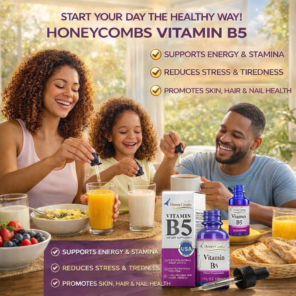 HoneyCombs Vitamin B5 Liquid Drops, Pantothenic Acid Supplement, Vegan 1oz — Amazon image 3
