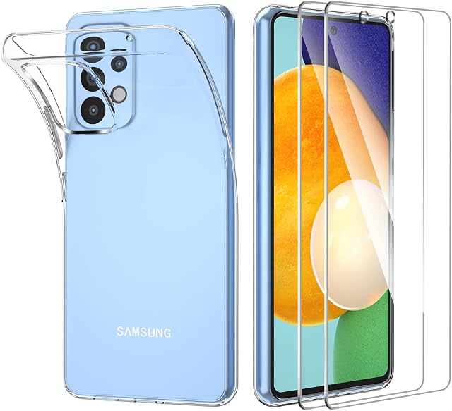 Vauki for Samsung Galaxy A53 5G Case, with 2 Pack Screen Protector, Transparent Soft TPU Phone Case, Anti-Drop, anti-Scratch and No Yellowing