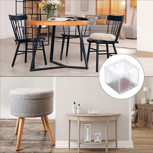 Miniatura 7 de uxcell Protectores de suelo para patas de silla, 16 piezas cuadradas de PVC y fieltro para patas de silla para suelos de madera dura, blanco