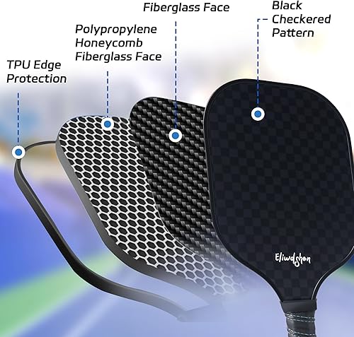 Miniatura 2 de Juego de 4 palas de pickleball de fibra de vidrio con 4 bolas de pickleball, 4 raquetas y bolsa, cumple con los estándares USAPA, raquetas de