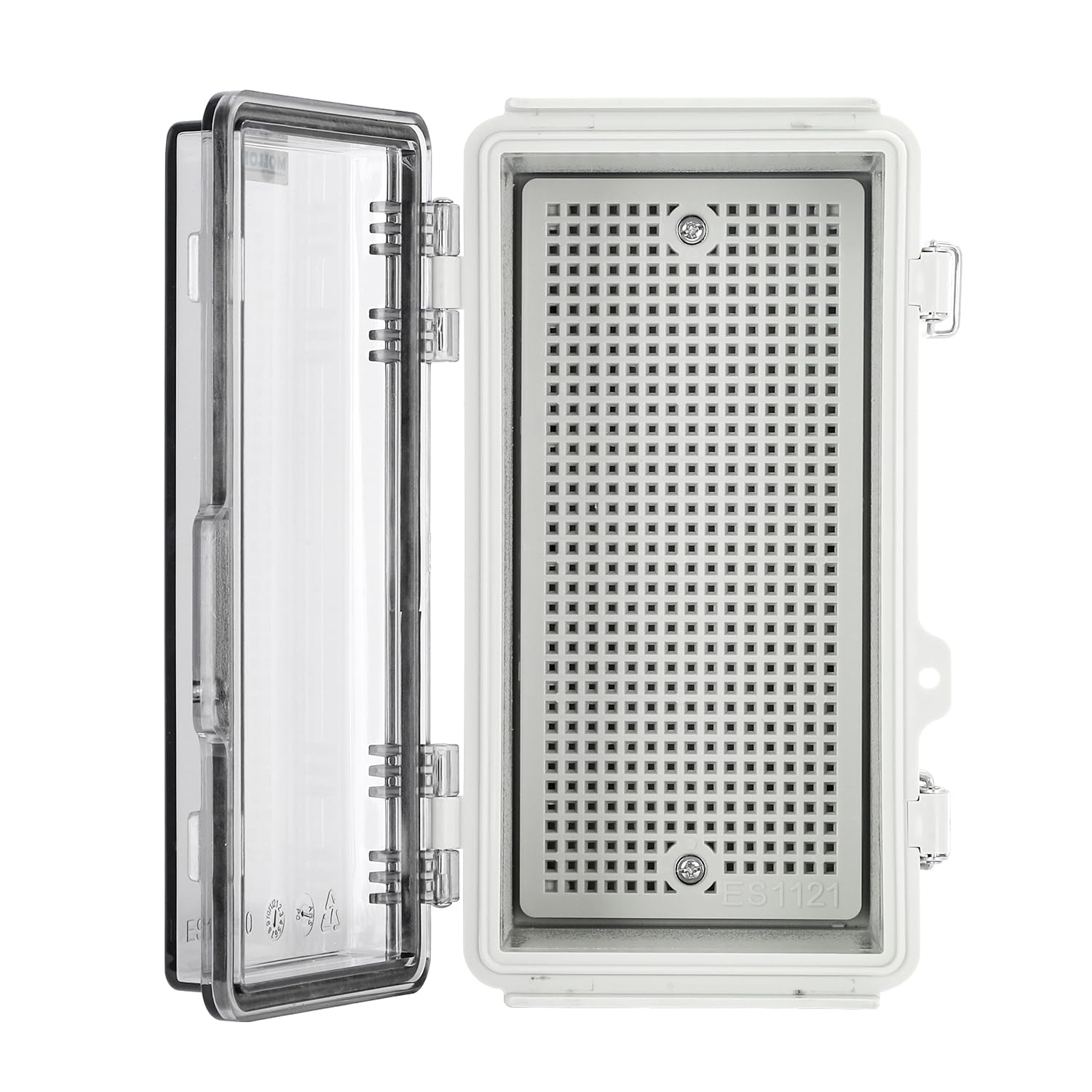 Mollom Outdoor Junction Box for Electrical Project Waterproof IP67 with Hinged Transparent Cover, Stainless Steel Latch, Mounting Plate, and Wall Brackets(210x110x100mm | 8.3x4.3x3.9In)