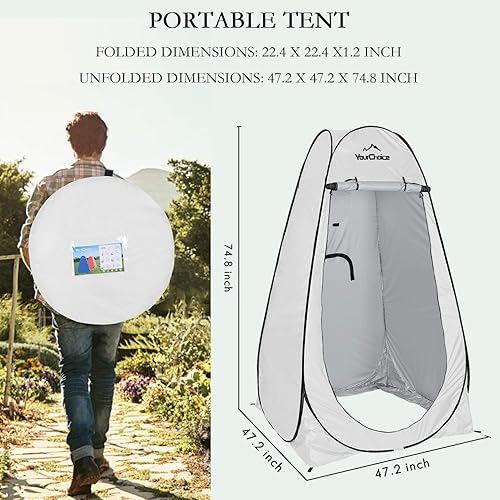 Miniatura 2 de Tienda de campaña Your Choice desplegable, para cambiarse, ducha, retrete, portátil, para campamento, privacidad, de 6-2 pies de alto, con bolsa de