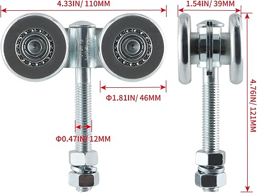Miniatura 3 de Skelang Paquete de 2 carriles de caja Hnager, carrito colgante de riel de doble rueda, colgador para puerta corrediza de granero, capacidad de carga