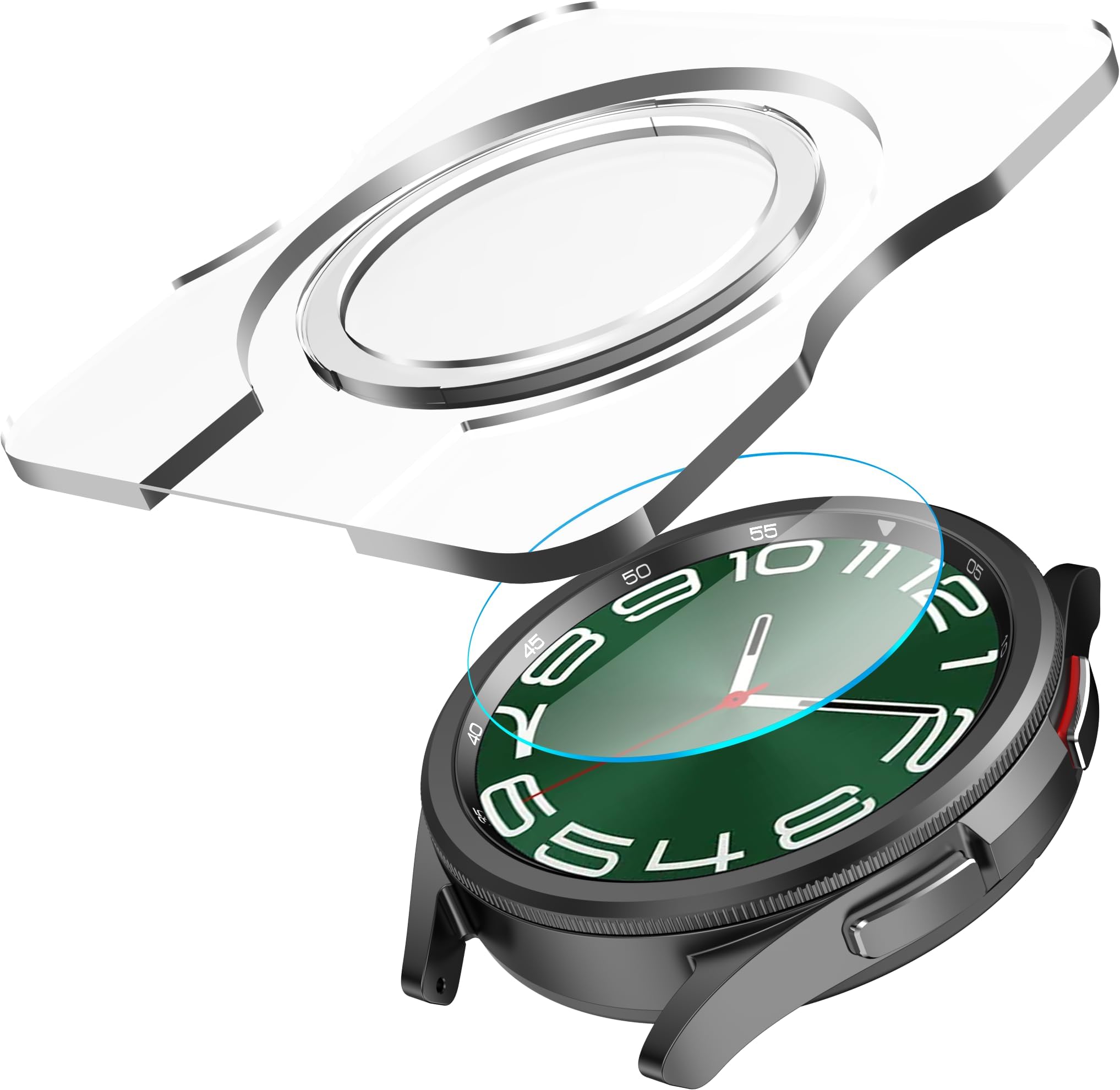 SPGUARD [2Pack Galaxy Watch 6 Classic 47mm Screen Protector, Auto-alignment Installation Kit Accessories Tempered Glass Screen Protector for ONLY Samsung Watch 6 Classic 47mm