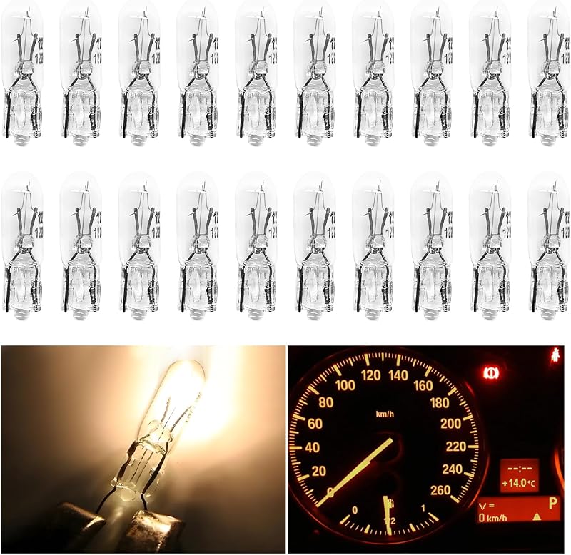 Lâmpada Halógena T5 FSTURIOS para Painel Automotivo 12 V 1,2 W – 20 unidades