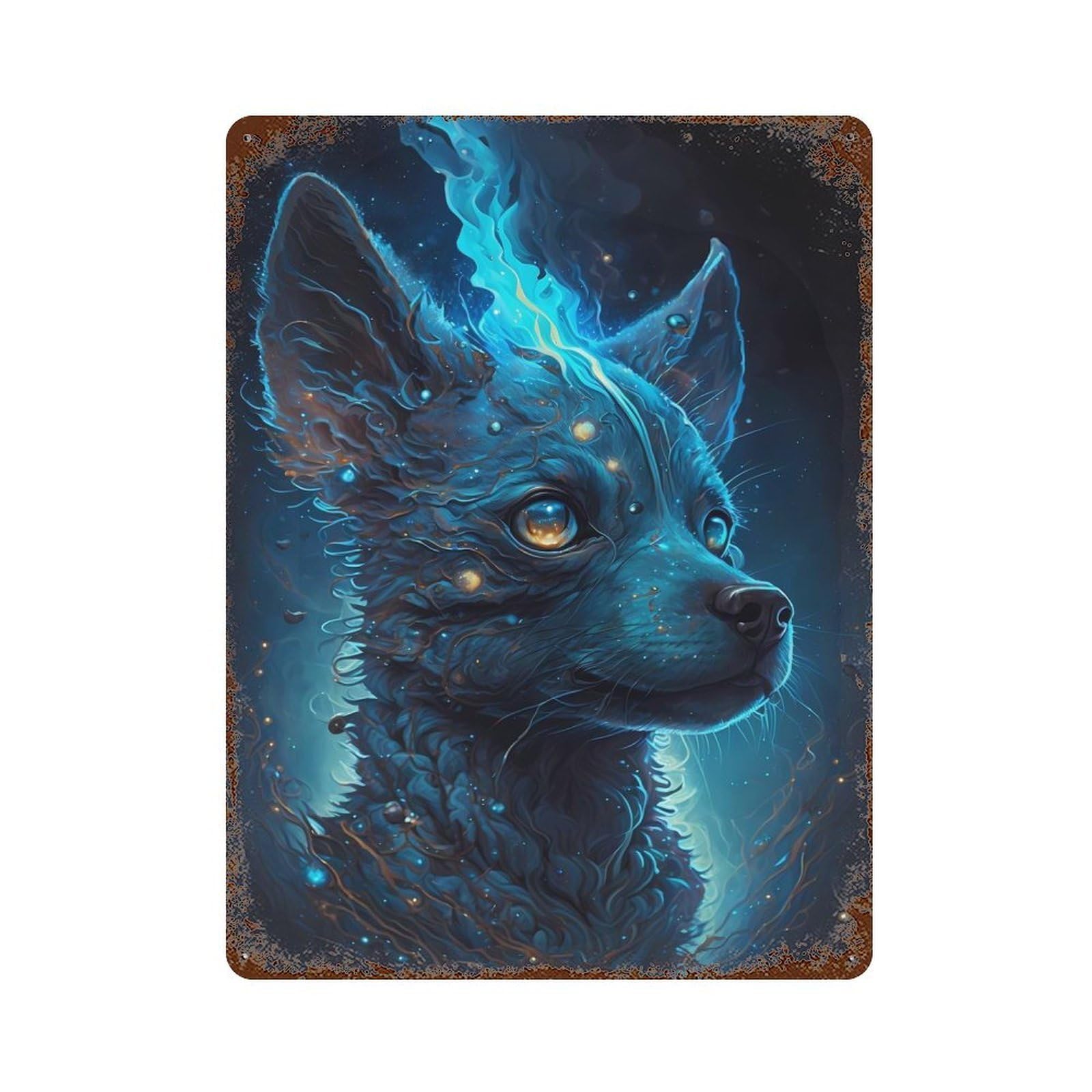 Rust Effect Chihuahua Dog Engaging Decorative Tin Sign 15.7"x11.8", Rustic Home Decor for Cafe, Home Bar And Lounge Decor
