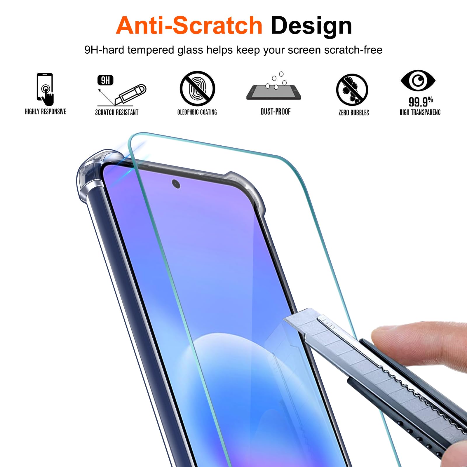 ivoler Etui do Samsung Galaxy A37 5G z 2 sztukami ze szkła hartowanego, odporne na wstrząsy przezroczyste etui ochronne z poduszką narożną zderzak, miękki TPU silikonowy pokrowiec ochronny