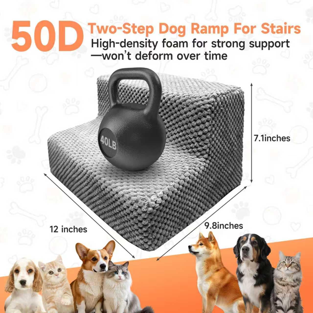 Momotou 6 Packs 2-Step Dog Ramp for Stairs with High-Density 50D Foam Non-Slip Pet Steps Safer Than Traditional Ramps Supportive Dog Stairs for Small Dogs, Cats, Senior or Injured Pets