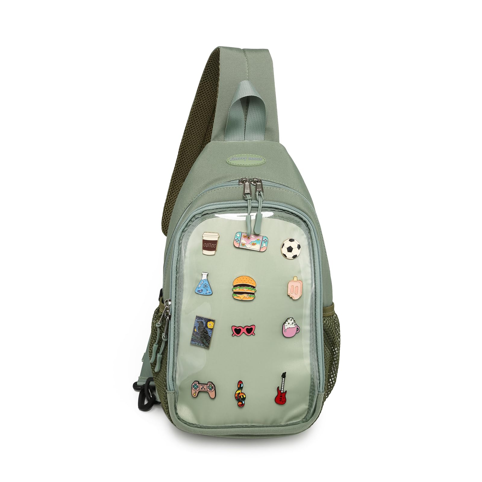 CHERRY SAUCE Kawaii Oxford Ita Bag Pin Display Chest Pack Shoulder Bag Sport Backpack Hiking Daypack
