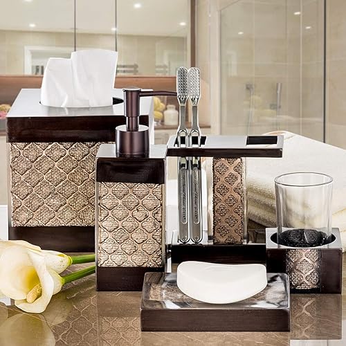 Miniatura 4 de Dahlia - Cubo de basura marrón de 1.98 galones (7.5 litros), cesta de basura pequeña para baño, duradero, apto para el espacio, papelera decorativa