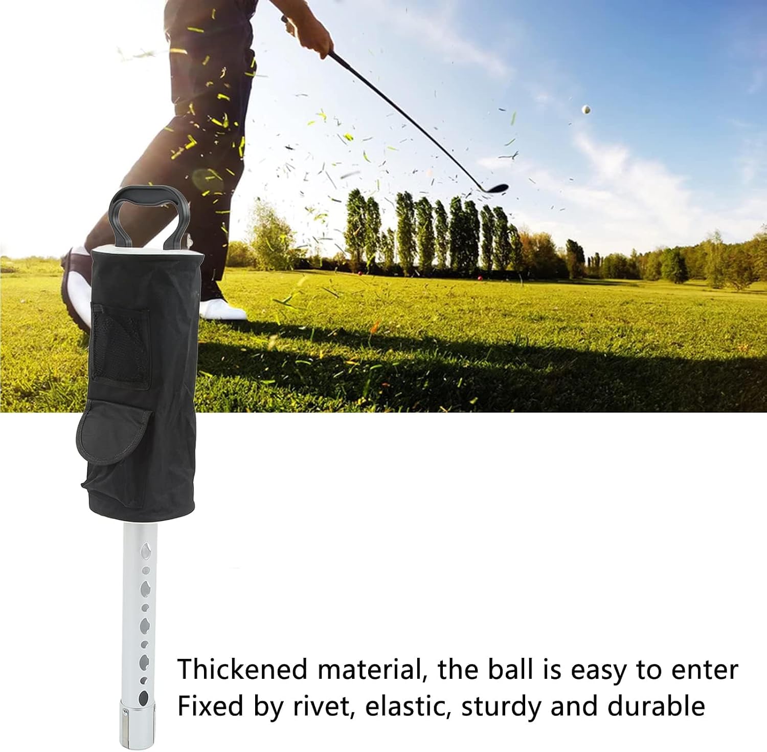 Golf Ball Retriever, Aluminum Alloy Tube Shag Bag for Golf Balls, Large Capacity Portable Golf Ball Pick Up, Golf Ball Picker Tube for Golf Course