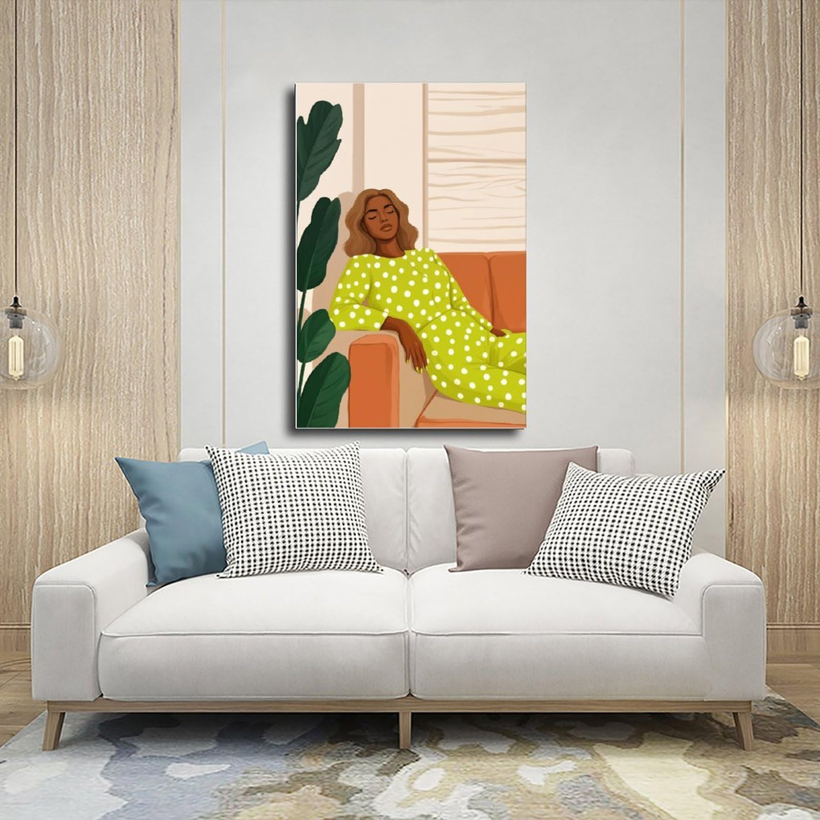 Mnyuein Poster su tela con ritratto di donna afro contemporanea, decorazione per camera da letto, sport, ufficio, stanza, regalo, stampa senza cornice: 61 cm L x 91,4 cm W