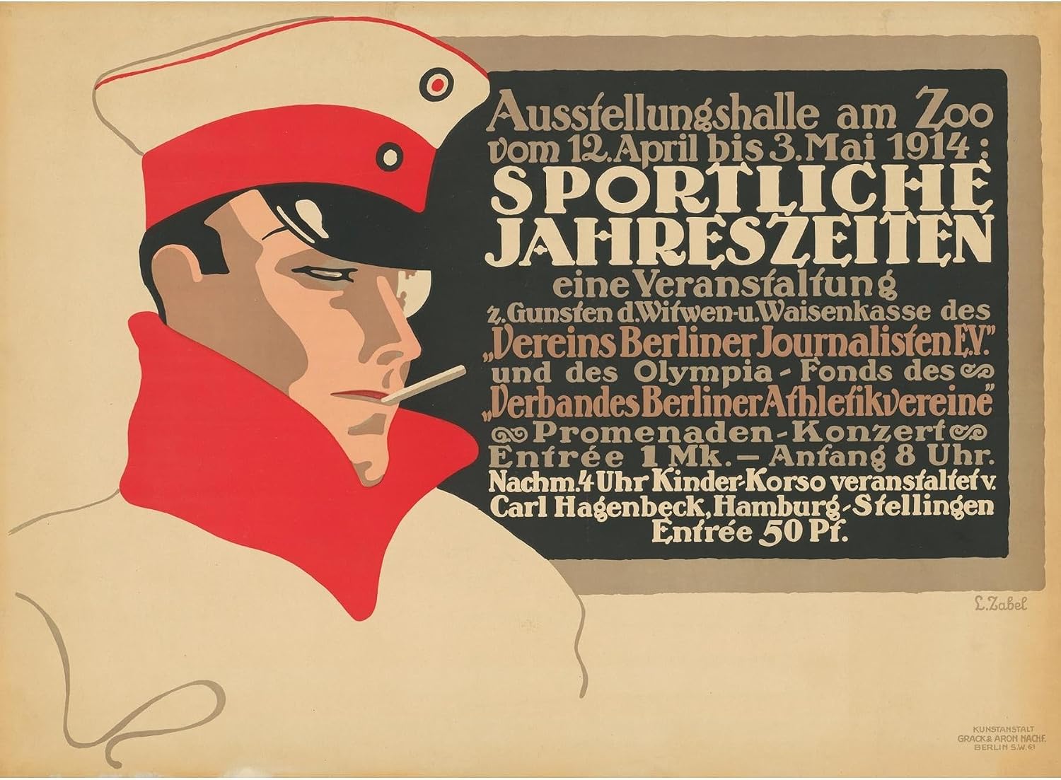 ArtDirect Sporty seasons.An event in aid of the Berlin Journalists Association (1914) Unframed Art Print Giclee Poster by Lucian Zabel - Ready for Framing with Customization Sizes 10x7, 14x10, 20x15, 33x24, 48x35 and 60x44 inches