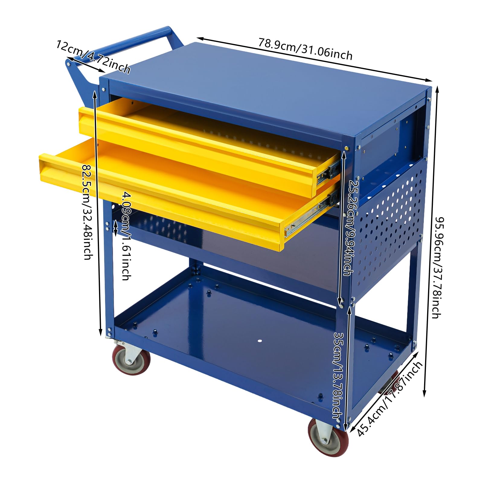 Carrello portautensili con 5 ripiani, carrello da officina, per garage e meccanici