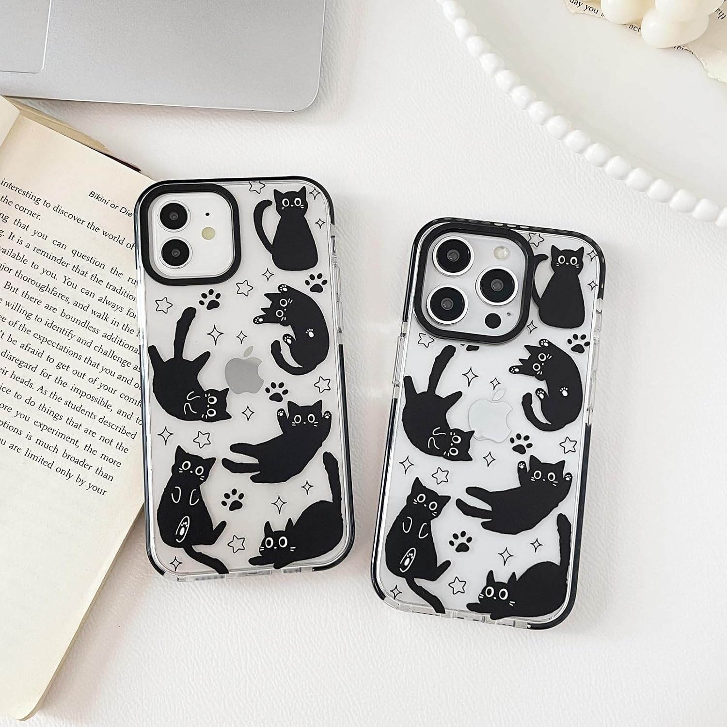Compatible with iPhone 11 Case,Clear Cute Black Cat Pattern with Shockproof Slim Soft TPU Protective Phone Case for Women Designed for iPhone 11 6.1" image 3
