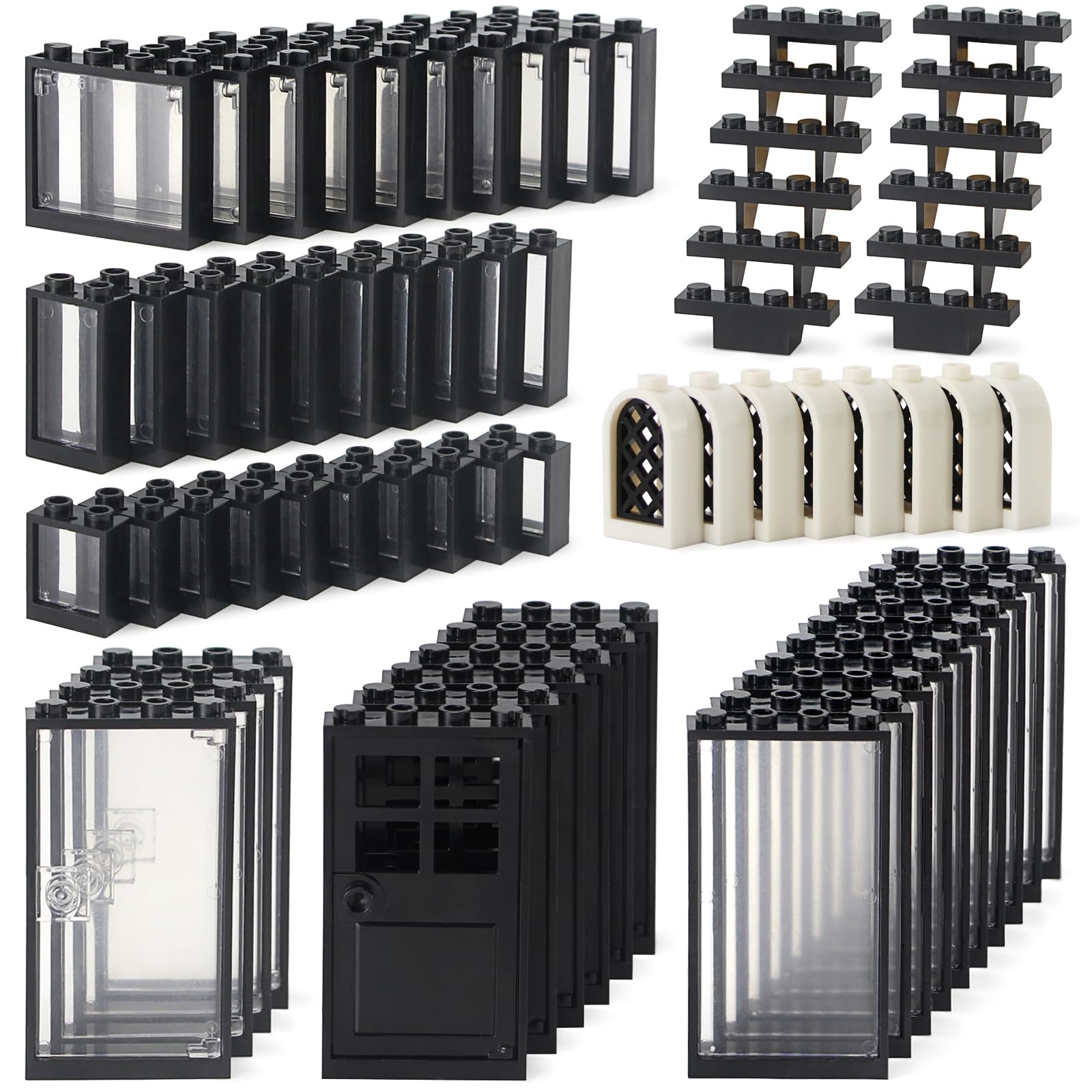 Feleph Window and Doors Set Building Block for House Architecture Accessories MOC Parts Toy Kit for Kids Compatible with Major Brand, 118 Pieces