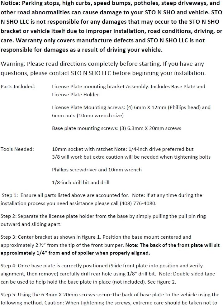 STO N SHO Front License Plate Bracket Compatible with 2010-2015 Chevrolet Camaro SS and 2014-2015 V6 Camaro (SNS25)