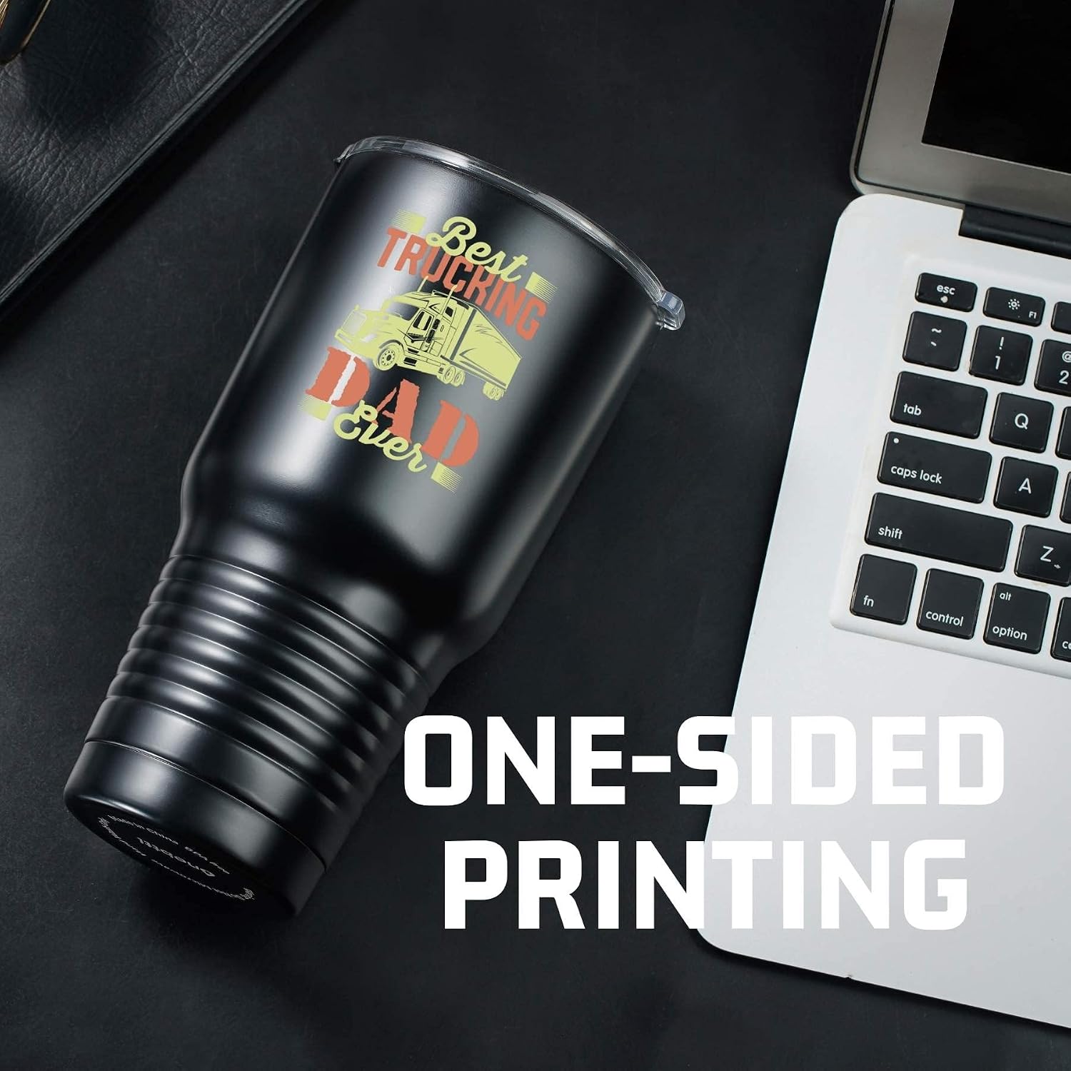 Onebttl Truck Driver Gifts For Men - Best Trucking Dad Ever - 30oz/880ml Stainless Steel Insulated Tumbler - Christmas, Thank you, Retirement Gifts For Truck Driver - (Black)