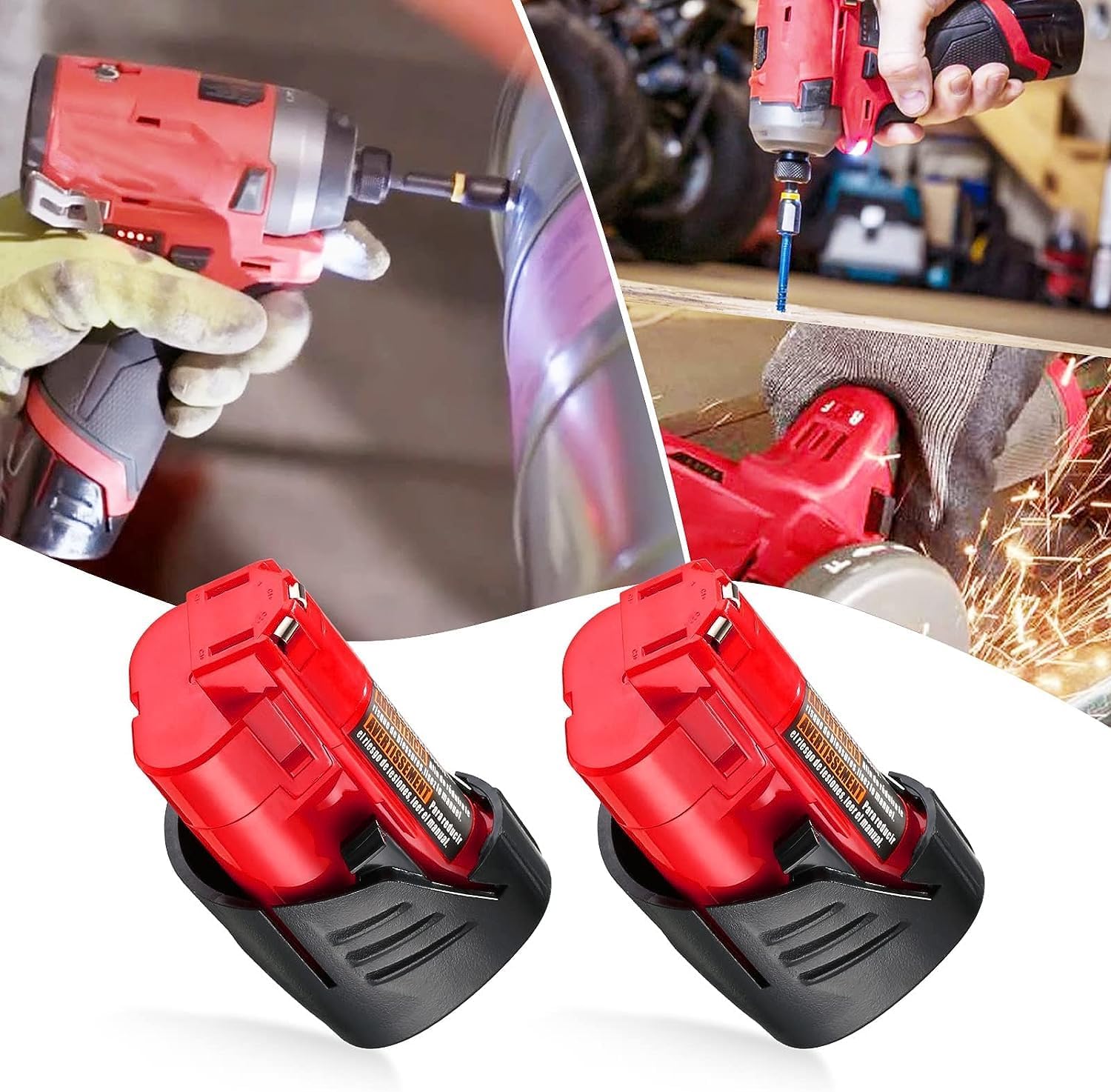 Battery Replacement for Milwaukee M12 12v: Batteries 4.0 ah Lithium Compatible with Milwaukee 12 Volt M12 Cordless Power Tools 48-11-2401 48-11-2411 48-11-2420 48-11-2402 2 Pack - Image 3