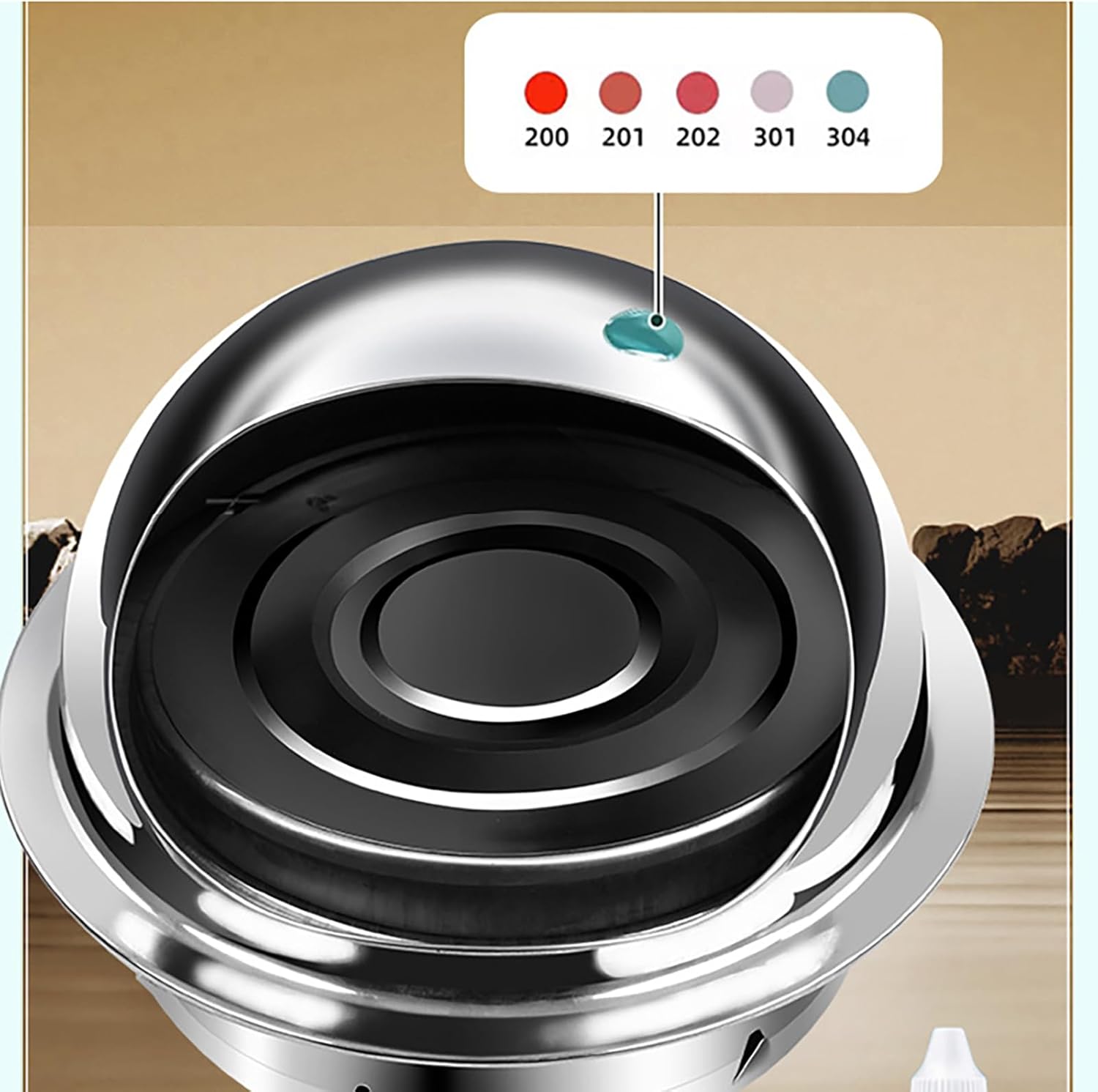 Range Hood Vent Rain Cover – 304 Stainless Steel Chimney Cap, Windproof Rain Hat Protector, Durable Spherical Air Valve Grill Cover (200mm)