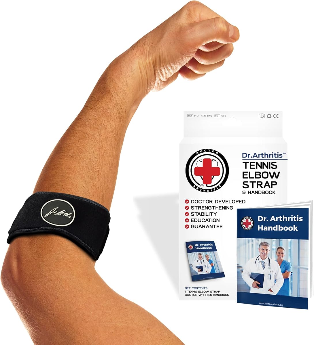 Tennis Elbow Brace & Adjustable Arm Band Support for Pain Relief for Tendonitis, Golfers Elbow Strap for Men and Women - Comfy Removable Arm Wrap for Daily Wear, Gym, Sports (Single, Black) (Black, Single)