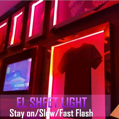 Vista 127 de Ourbest Luces de neón con retroiluminación EL, panel electroluminiscente cortable, hoja de lámpara de papel, luces suaves para bricolaje, 3 modos