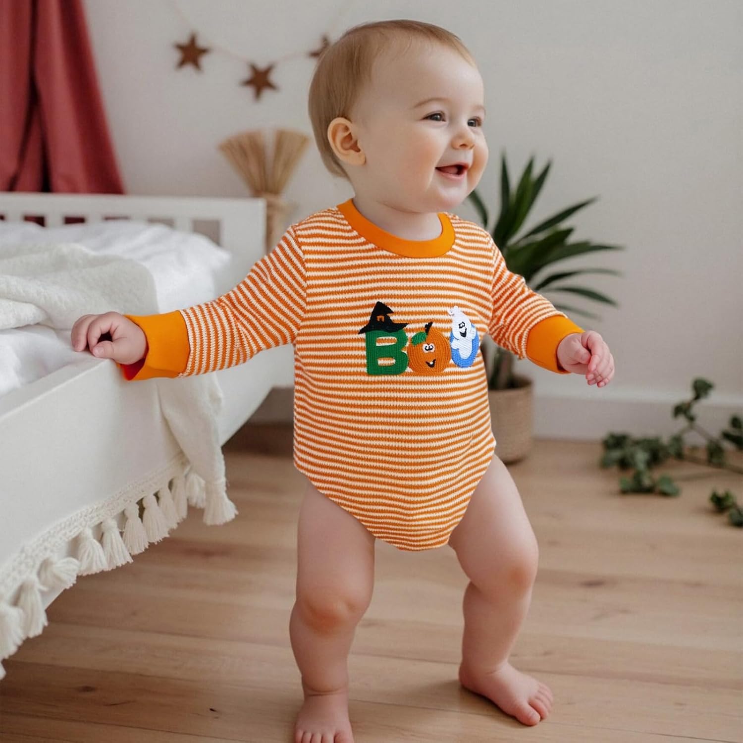 Kavousa Baby Boy Clothes Baby Halloween Outfit Baby Sweatshirt Romper Fall Winter Cute Infant Clothing