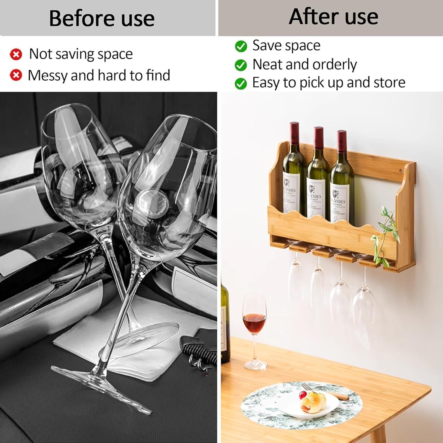 Wall Mounted Wine Rack Wood with Wine Glass Holder,Wine Shelves,Wine Shelf,Liquor Bottle Display Shelf,Floating Shelves,Modern Wine Storage Racks for Home Bar Kitchen Wine Cellar D