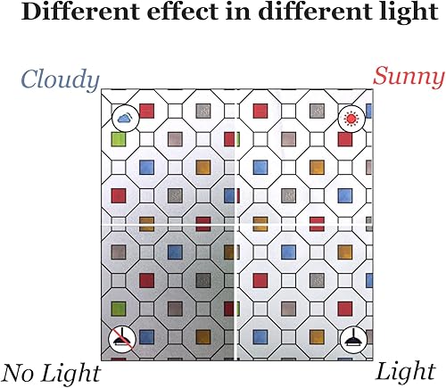 Miniatura 7 de DKTIE Película decorativa con patrón geométrico moderno para ventana, sala de estar, balcón, puerta, dormitorio, baño, ventana, película esmerilada,