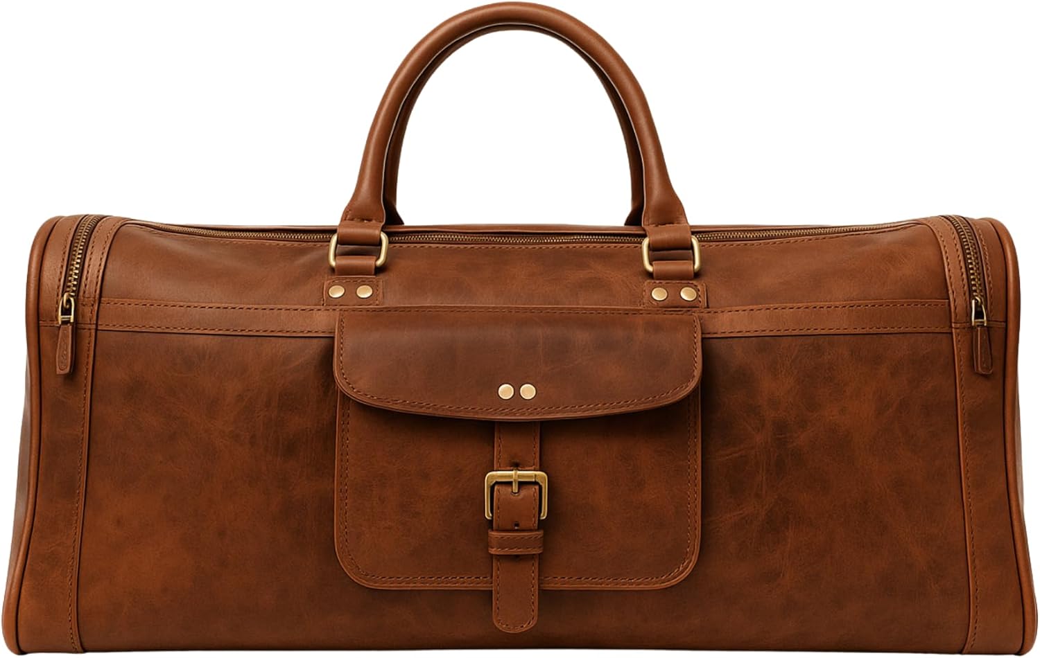 24” Full-Grain Leather Duffle Bag for Men & Women | Vintage Travel Weekender, Overnight Gym & Carry-On Luggage | Handmade Genuine Leather Bag with Shoulder Strap | Large Capacity Gift