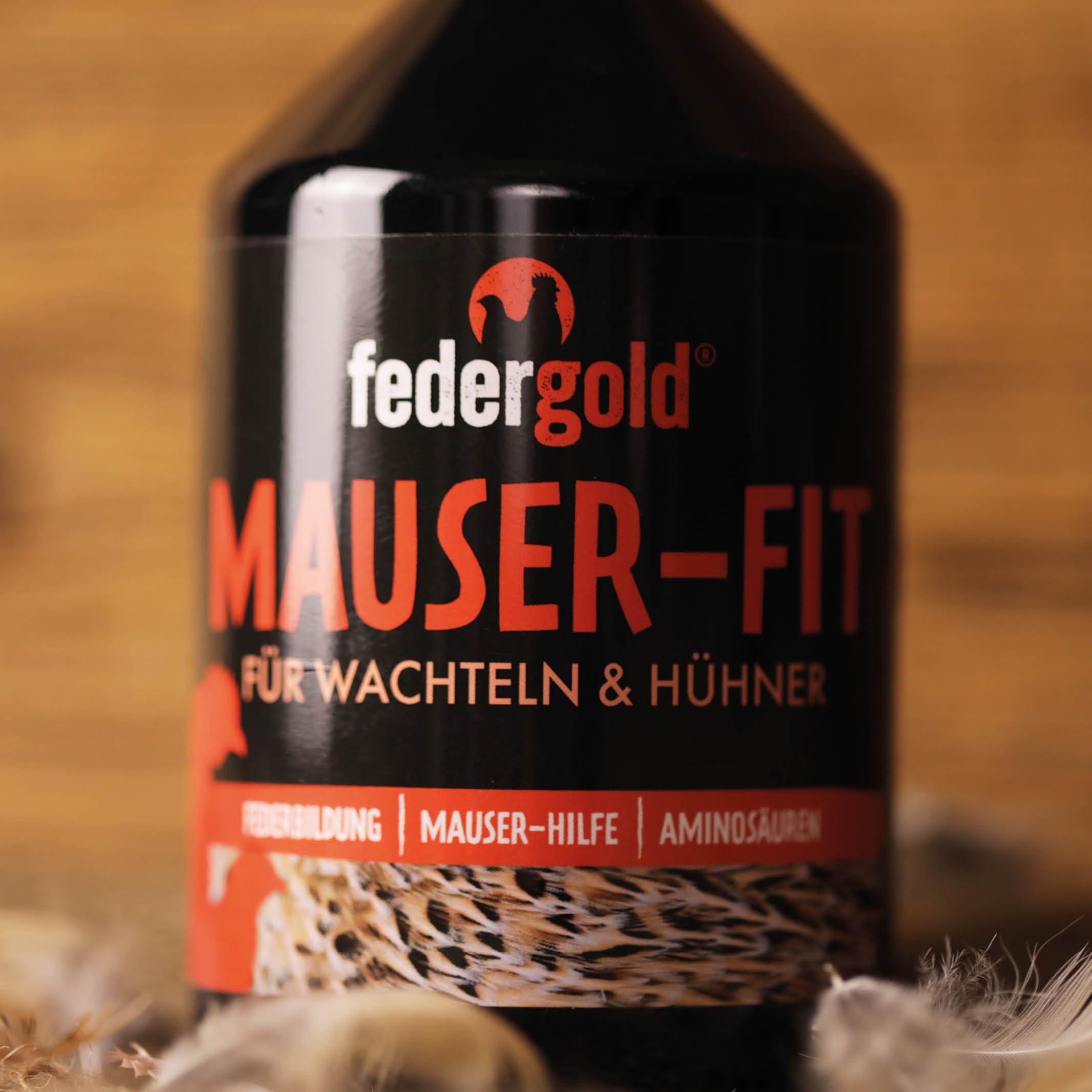 federgold Mauser-Fit 500ml für Hühner & Wachteln | Flüssige Mauser-Unterstützung mit Vitaminen, Aminosäuren & Calcium – für Federwachstum, Immunsystem & Vitalität